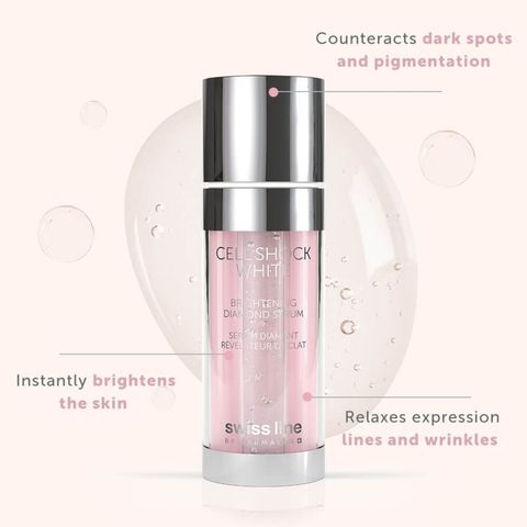 Swissline Cell Shock White Brightening Diamond Serum - Huyết thanh chiết xuất kim cương, phân giải sắc tố sạm nám làm trắng da hoàn mỹ