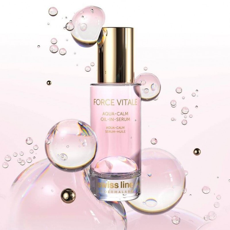 Swissline Force Vitale Aqua Oil In Serum - Huyết thanh hai pha "Nước trong dầu" ẩm mượt tạo hiệu ứng căng bóng, sáng khỏe - phục hồi da nhạy cảm, mỏng đỏ và mao mạch, dập tắt các biểu hiện kích ứng, khô sần,  mẩn ngứa,…