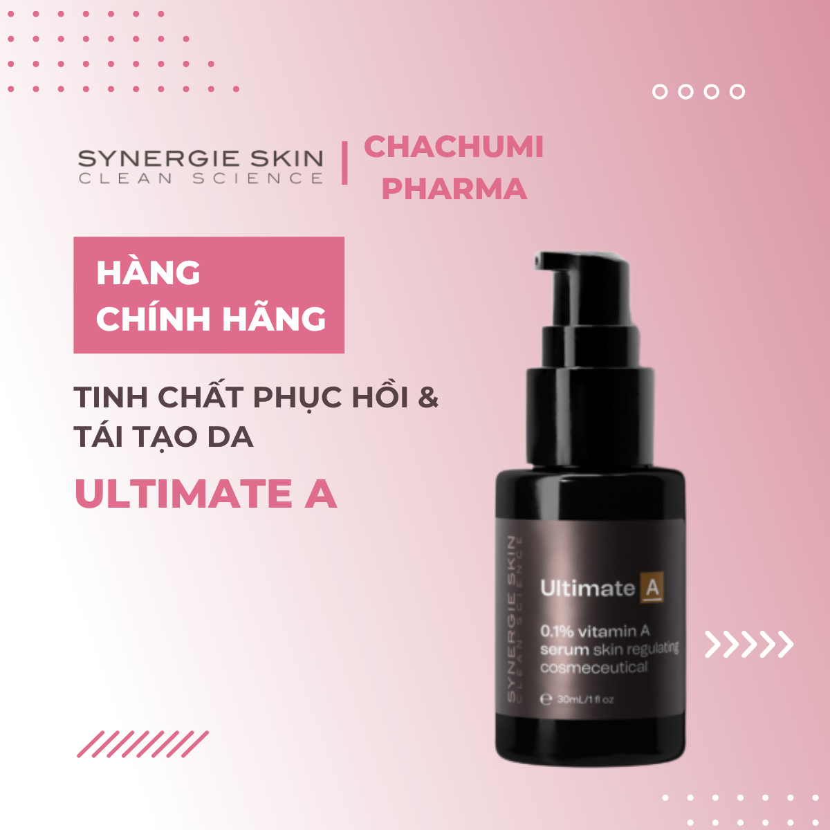 Synergie Skin Ultimate A Serum Retinol 0.1% dịu nhẹ, phục hồi da 30ml