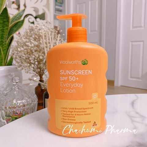 Woolworths sunscreen SPF 50+ everyday lotion - Kem chống nắng body