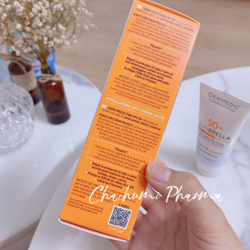 Dermedic Sunbrella SPF 50+ Sun Protection Cream Oily And Combination Skin - Kem Chống Nắng Cho Da Dầu, Da Hỗn Hợp 50ml