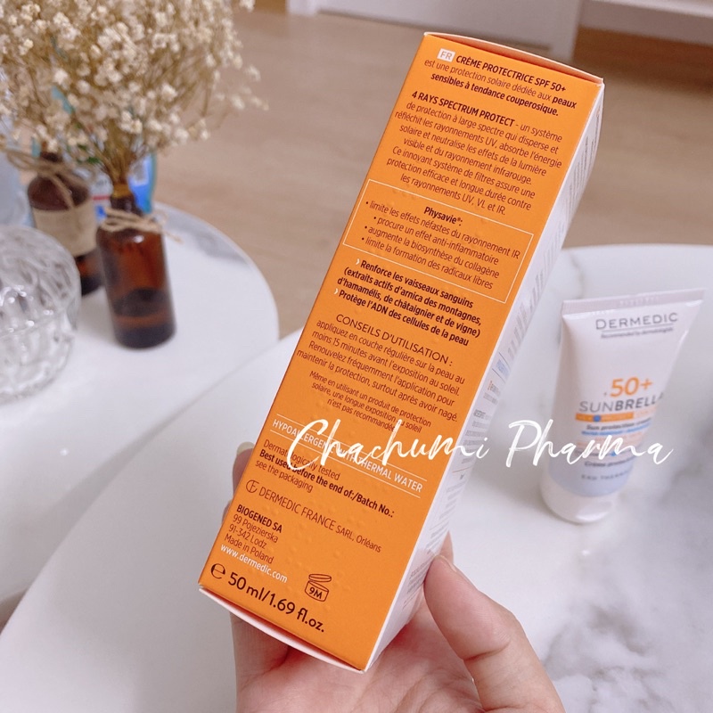 Dermedic SUNBRELLA Sun Protection Cream Skin With Fragile Capillaries SPF 50+ - Kem Chống Nắng Cho Da Mẩn Đỏ, Giãn Mao Mạch 50ml