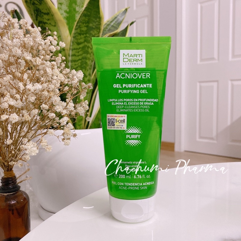 MartiDerm Acniover Purifying Gel - Gel rửa mặt cho da dầu mụn (200ml)