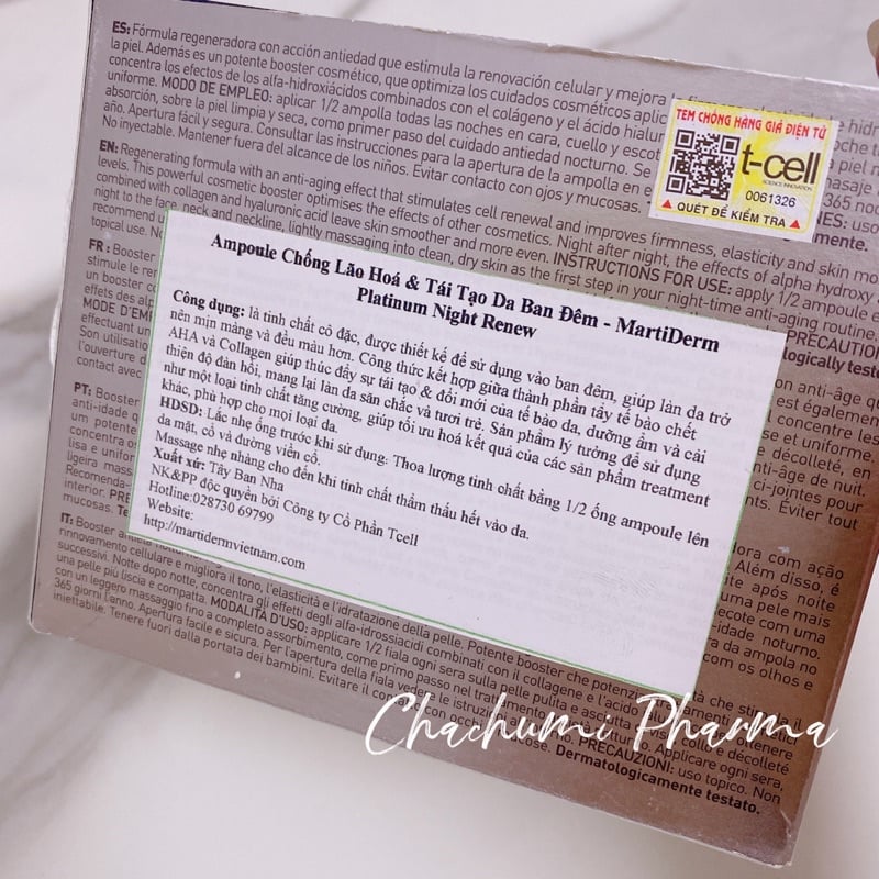 MartiDerm Platinum Night Renew Ampoule - Ampoule Chống Lão Hoá & Tái Tạo Da Ban Đêm