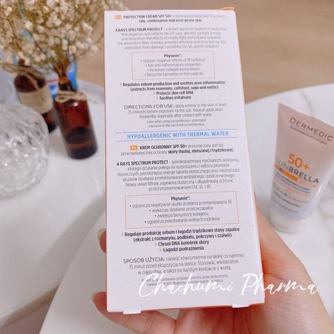 Dermedic Sunbrella SPF 50+ Sun Protection Cream Oily And Combination Skin - Kem Chống Nắng Cho Da Dầu, Da Hỗn Hợp 50ml