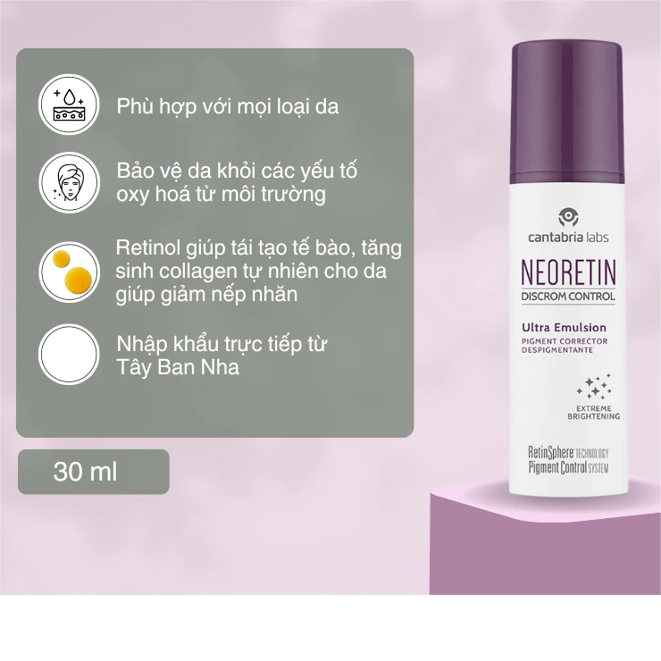Nhũ tương Neoretin Discrom Control Ultra Emulsion chống lão hoá, cải thiện sắc tố da 30ml
