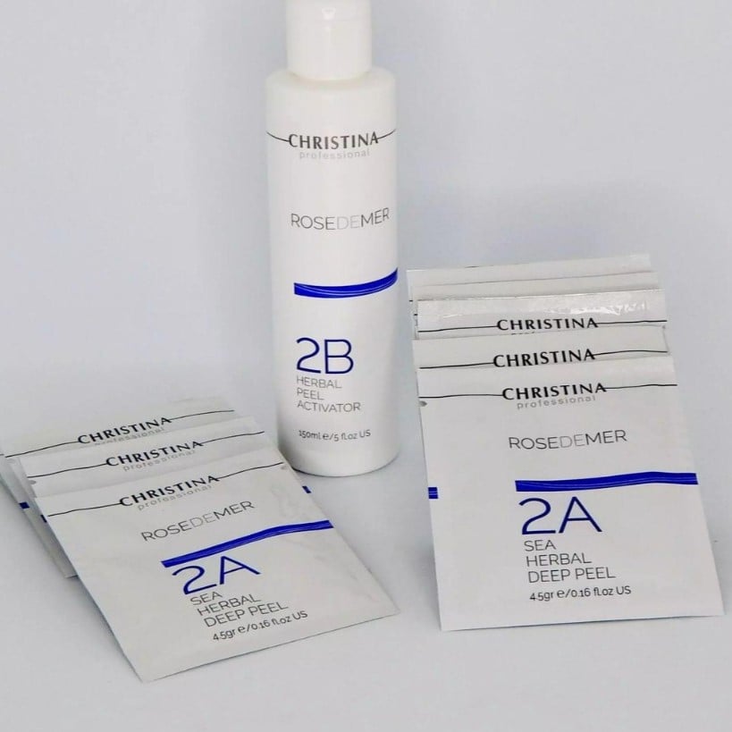 Peel Sea Herbal Christina Rosedemer Giảm Mụn, Thâm Mụn Mặt - Body Lưng Mông (1gói 2A+ 15ml nước 2B)