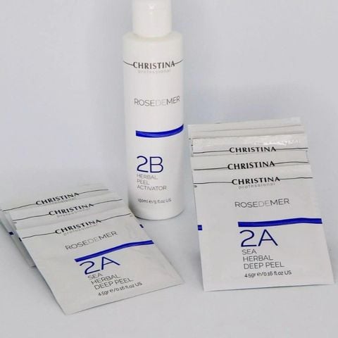 Peel Sea Herbal Christina Rosedemer Giảm Mụn, Thâm Mụn Mặt - Body Lưng Mông (1gói 2A+ 15ml nước 2B)