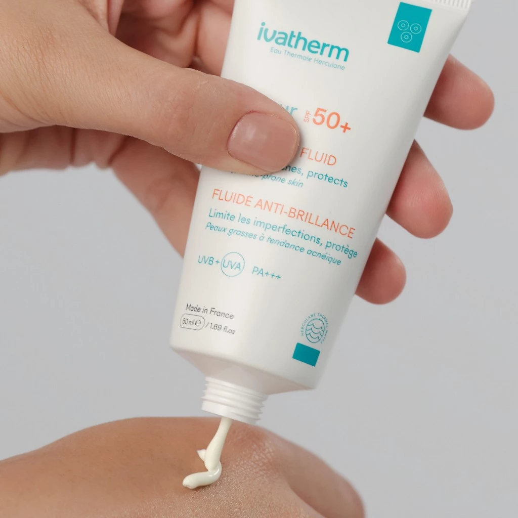 Ivatherm IVAPUR Anti-Shine Fluid - Kem chống nắng kiềm dầu SPF50+ 50ml
