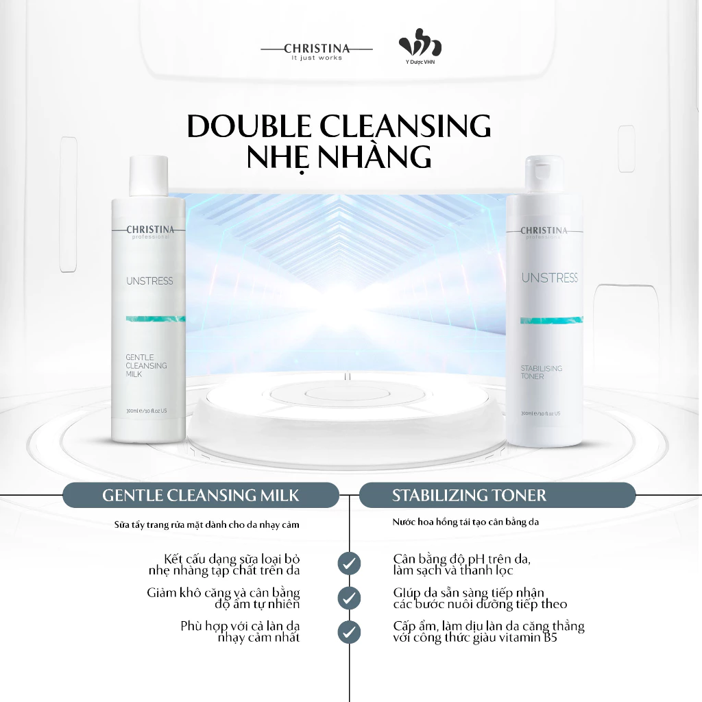 Toner Christina Unstress Stabilizing Toner 300ml Hỗ Trợ Tái Tạo, Cân Bằng Da 300ml