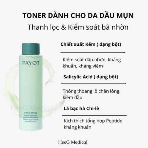 Nước dưỡng 2 lớp PAYOT Pâte Grise Mattifying Bi-Phase Powder Lotion kiềm dầu da mịn lì 125ml