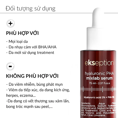 Tinh chất Ekseption Hyaluronic PHA Mixlab Serum giảm nếp nhăn và cải thiện độ đàn hồi cho da 75ml