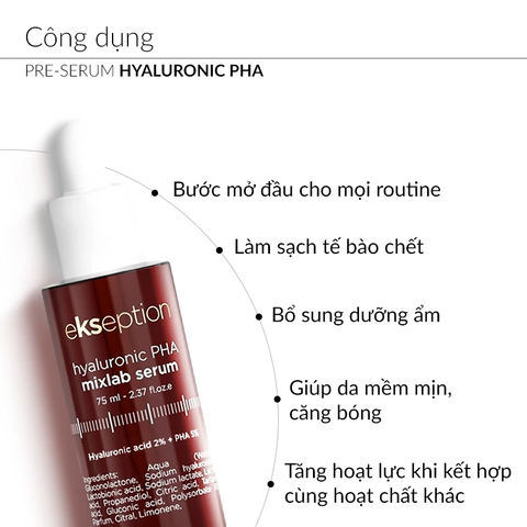 Tinh chất Ekseption Hyaluronic PHA Mixlab Serum giảm nếp nhăn và cải thiện độ đàn hồi cho da 75ml