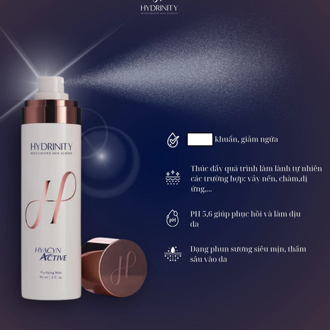 Xịt Dưỡng Hydrinity Hyacyn Active Purifying Mist Phục Hồi, Hỗ Trợ Thúc Đẩy Làm Lành Tổn Thương 90ml