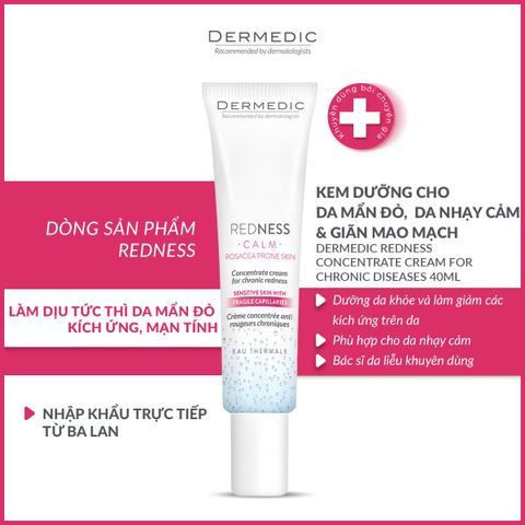 Dermedic REDNESS Rosacea Prone Skin Anti-Ageing Night Cream - Kem dưỡng da nhạy cảm mẫn đỏ chống lão hóa 40ml
