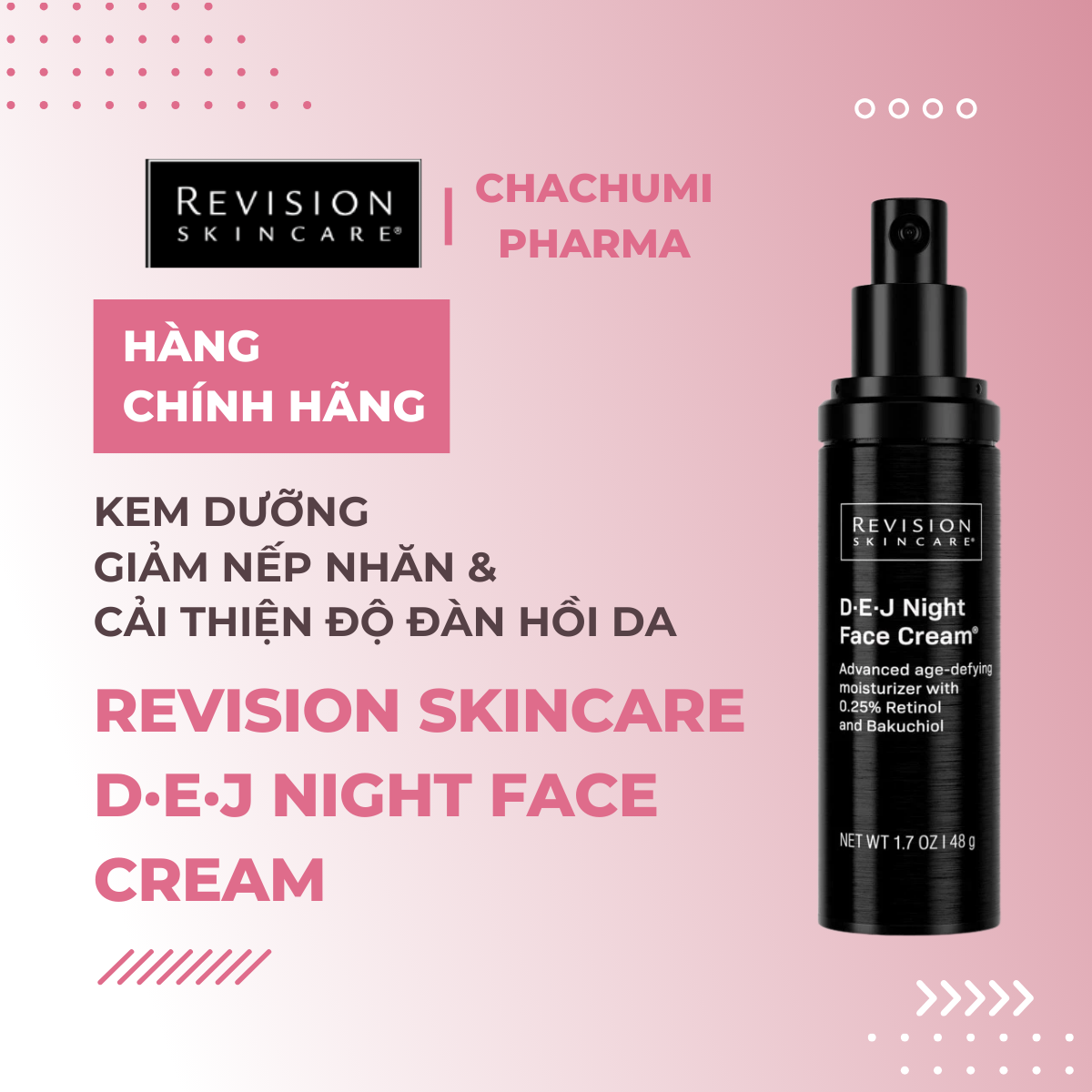 Revision Skincare D·E·J Night Face Cream - Kem Dưỡng Làm Giảm Nếp Nhăn Và Cải Thiện Độ Đàn Hồi Cho Da