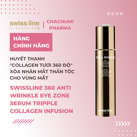 Swissline Cell Shock 360 Anti Wrinkle Eye Zone Serum Tripple Collagen Infusion 15ml - Huyết thanh "Collagen tươi 360 độ" xóa nhăn mắt thần tốc cho vùng mắt