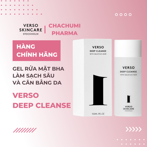 Verso Deep Cleanse – Gel Rửa Mặt BHA Làm Sạch Sâu, Giảm Mụn, Cân Bằng Dầu Nhờn Cho Da Dầu Mụn 150ml