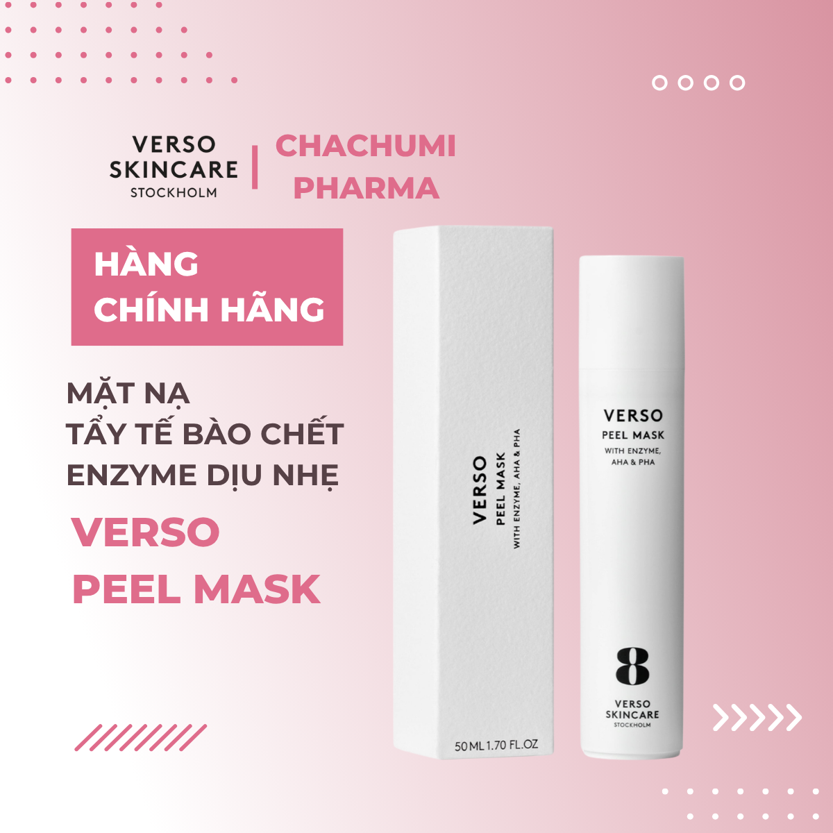 Verso Peel Mask – Mặt Nạ Tẩy Tế Bào Chết Enzyme Dịu Nhẹ, Làm Mịn Da, Giảm Xỉn Màu 50ml