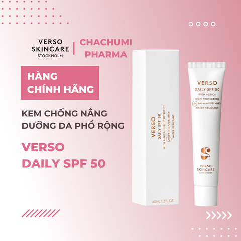 Verso Daily SPF 50 – Kem Chống Nắng Dưỡng Da SPF 50, Phổ Rộng, Không Gây Bí Cho Mọi Loại Da 40ml