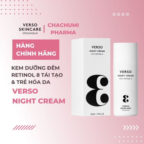 Verso Night Cream – Kem Dưỡng Đêm Retinol 8 Tái Tạo Da, Ngừa Lão Hóa, Làm Mịn Da Ban Đêm 50ml