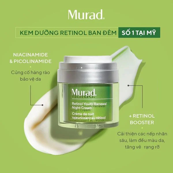 Murad Retinol Youth Renewal Night Cream  - Kem tái tạo trẻ hoá da ban đêm
