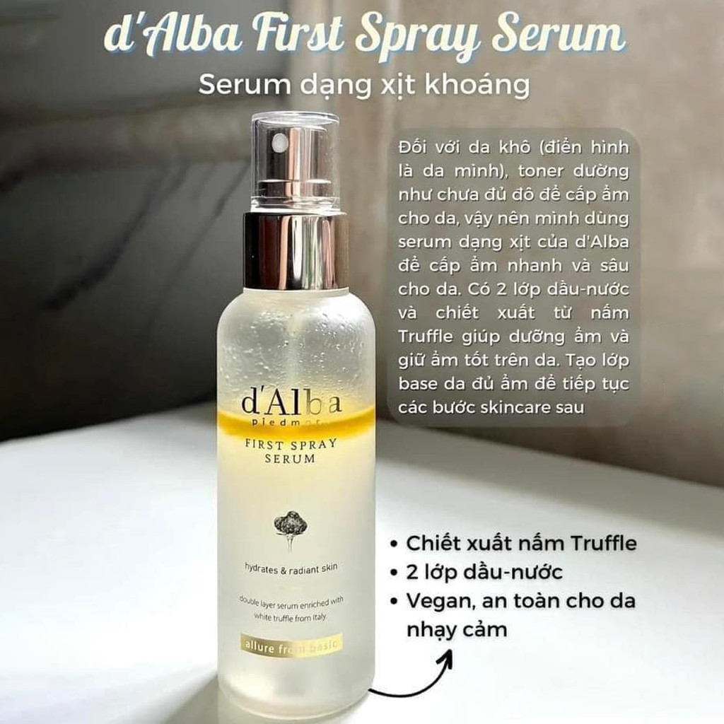 [d'Alba] Serum dạng xịt khoáng căng bóng da First Spray Serum100ml - Mist Serum