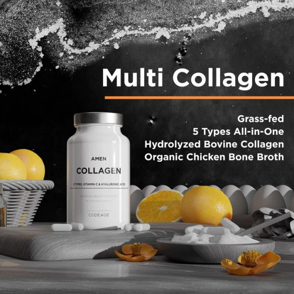 Codeage Amen Collagen+ - Viên Uống Làm Đẹp Bổ Sung Collagen, Vitamin C, HA 90 viên