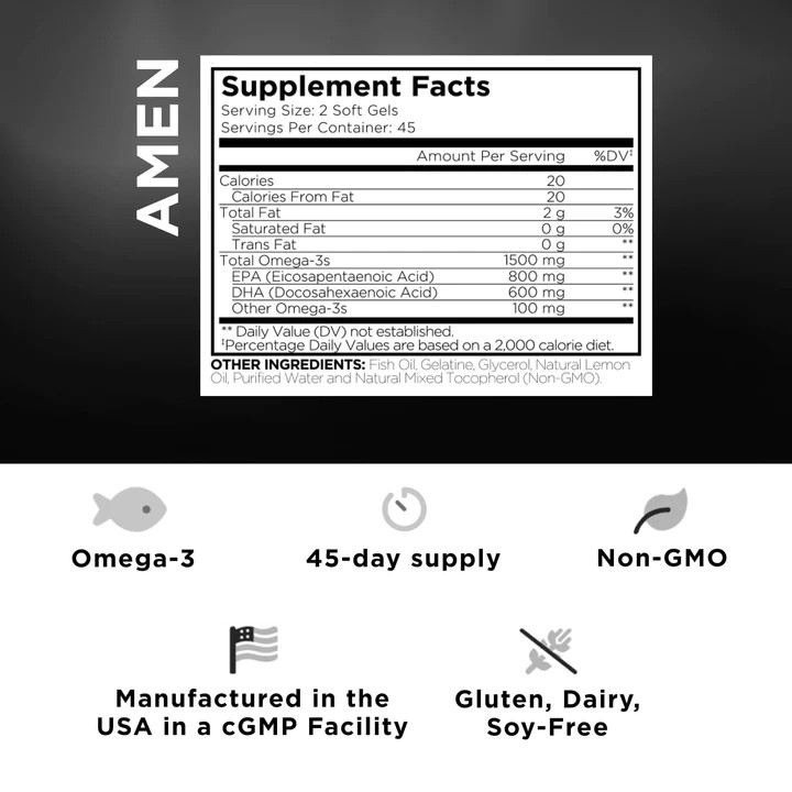 Codeage Amen Omega 3 - Viên Uống Dầu Cá Giúp Tăng Cường Sức Khỏe, Đẹp Da 90 viên