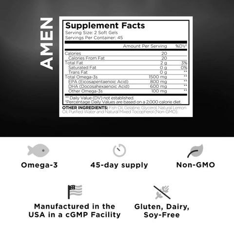 Codeage Amen Omega 3 - Viên Uống Dầu Cá Giúp Tăng Cường Sức Khỏe, Đẹp Da 90 viên