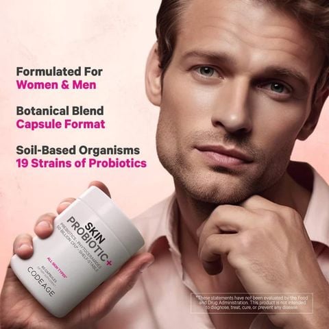 Codeage Skin Probiotic - Viên Uống Bổ Sung Lợi Khuẩn, Giảm Mụn & Khỏe Da 60 viên