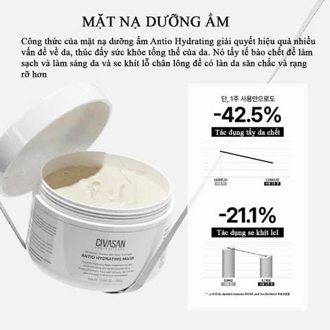 Civasan Antio Hydrating Mask - Mặt nạ dưỡng ẩm, làm dịu, thu nhỏ lỗ chân lông