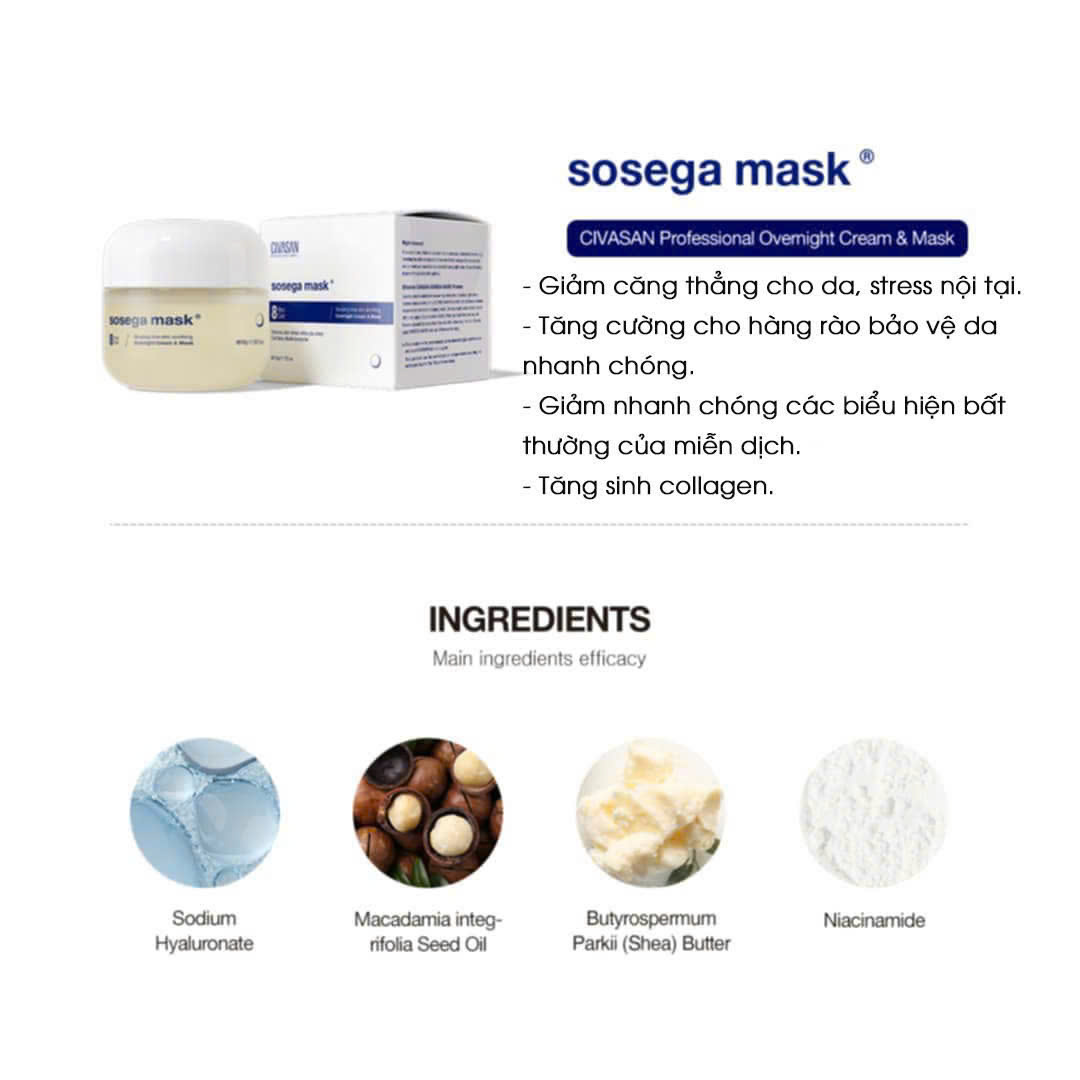 Civasan Sosega Mask - Mặt nạ ngủ hỗ trợ phục hồi và tái tạo da 50ml