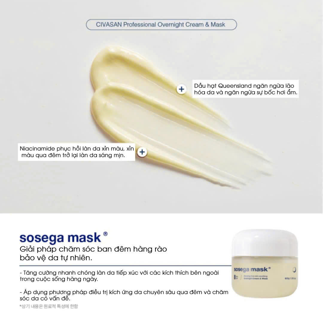 Civasan Sosega Mask - Mặt nạ ngủ hỗ trợ phục hồi và tái tạo da 50ml