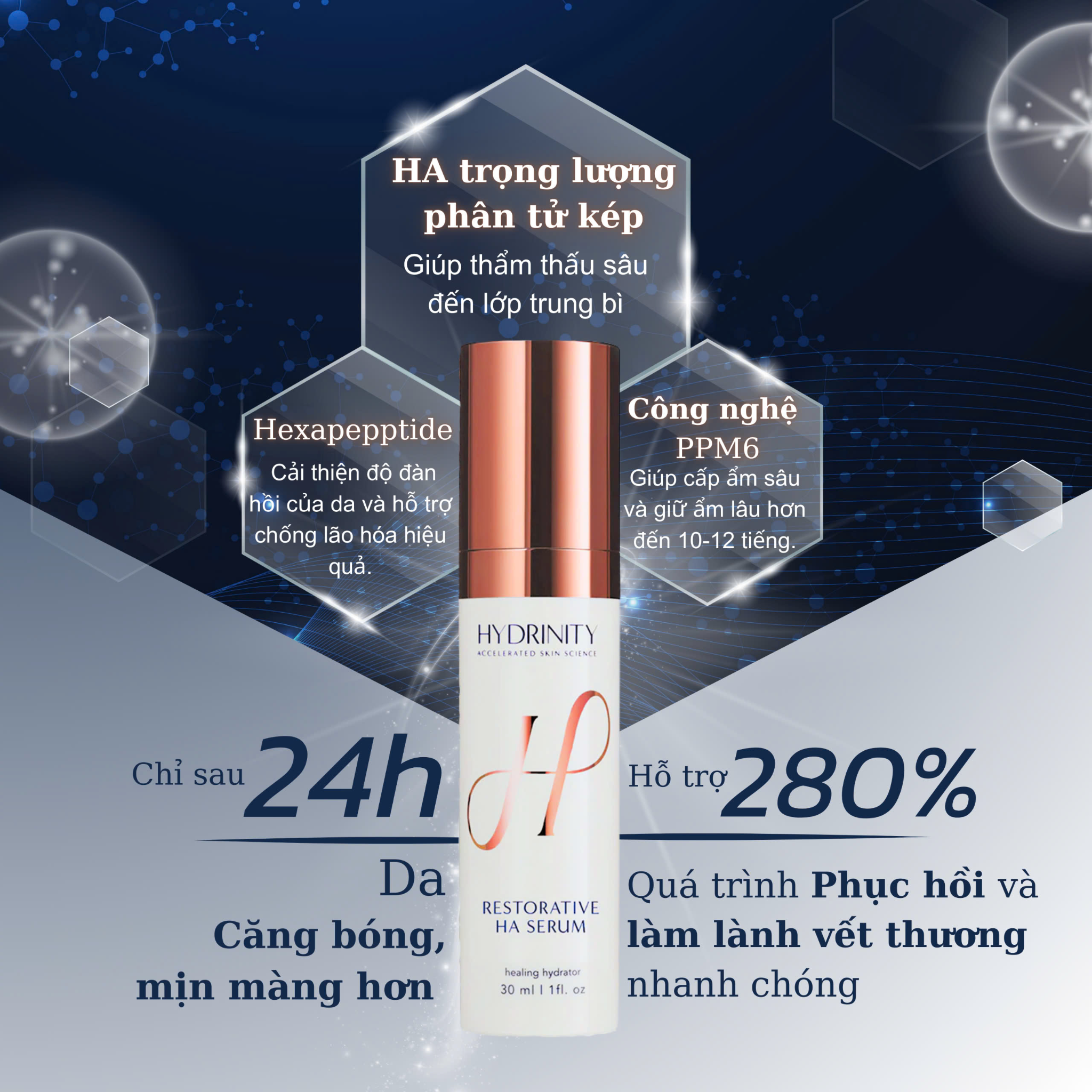 Tinh Chất Phục Hồi Da Hydrinity Restorative HA Serum Căng Bóng Và Cải Thiện Độ Đàn Hồi Da 30ml