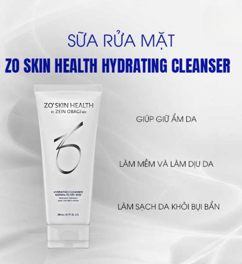 ZO SKIN HEALTH HYDRATING CLEANSER - Sữa rửa mặt cho da khô, da nhạy cảm