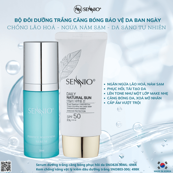  Bộ đôi sản phẩm dưỡng trắng bảo vệ phục hồi tái tạo da ban ngày Sennio SNO 670-22 