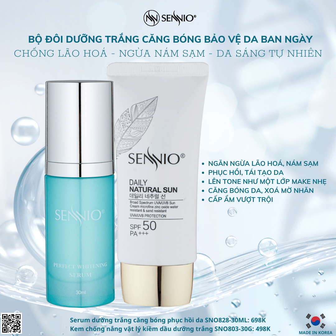  Bộ đôi sản phẩm dưỡng trắng bảo vệ phục hồi tái tạo da ban ngày Sennio SNO 670-22 