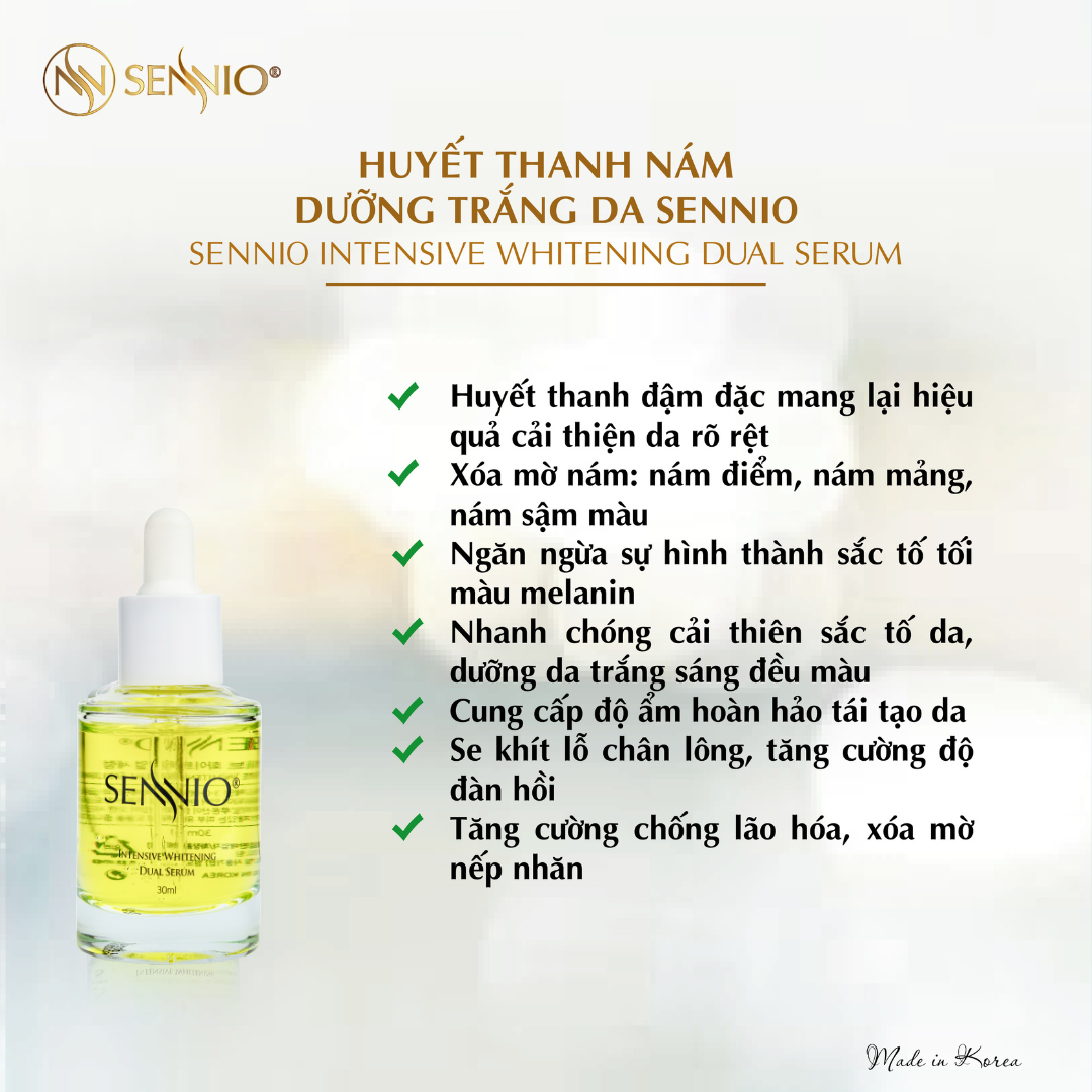  Bộ 2 sản phẩm dưỡng trắng da mờ thâm nám, tàn nhang, chống lão hoá ban đêm Sennio  Set 2 SNO 660-24 