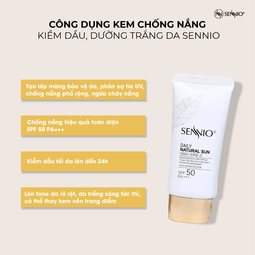  Bộ 2 sản phẩm dưỡng trắng da bảo vệ da mờ thâm nám, tàn nhang, ngăn tăng sắc tố melanin ngày Sennio Set 2 SNO 660-22 