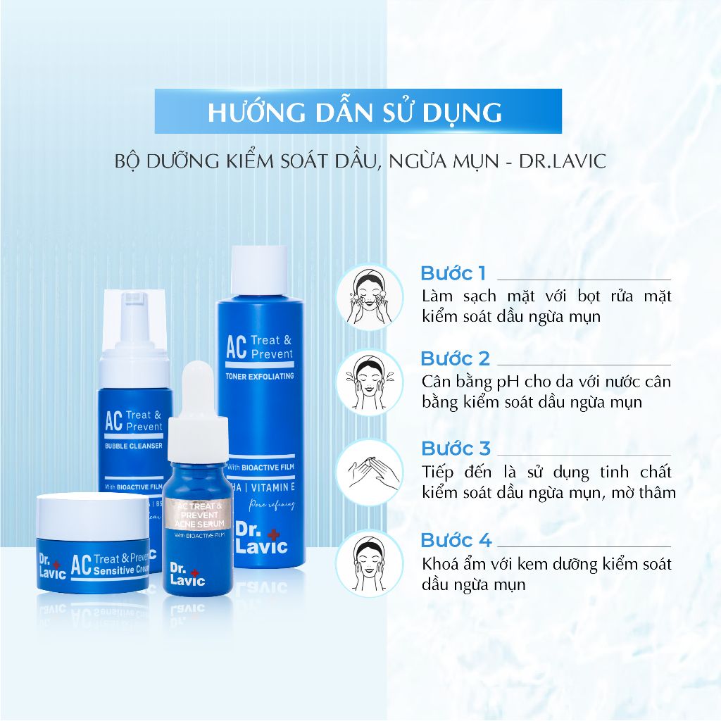  Bộ 4 sản phẩm ngừa mụn Dr.Lavic Acne Home Care kiểm soát dầu sử dụng tại nhà DR961 