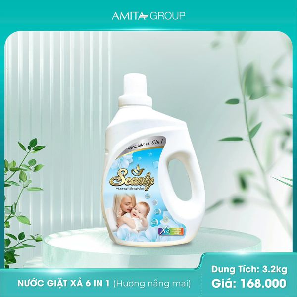  Nước Giặt xả hương Nắng Mai 6 in 1 Scanly giúp giữ màu bền bỉ, làm mềm từng sợ vải 3.2-5kg 