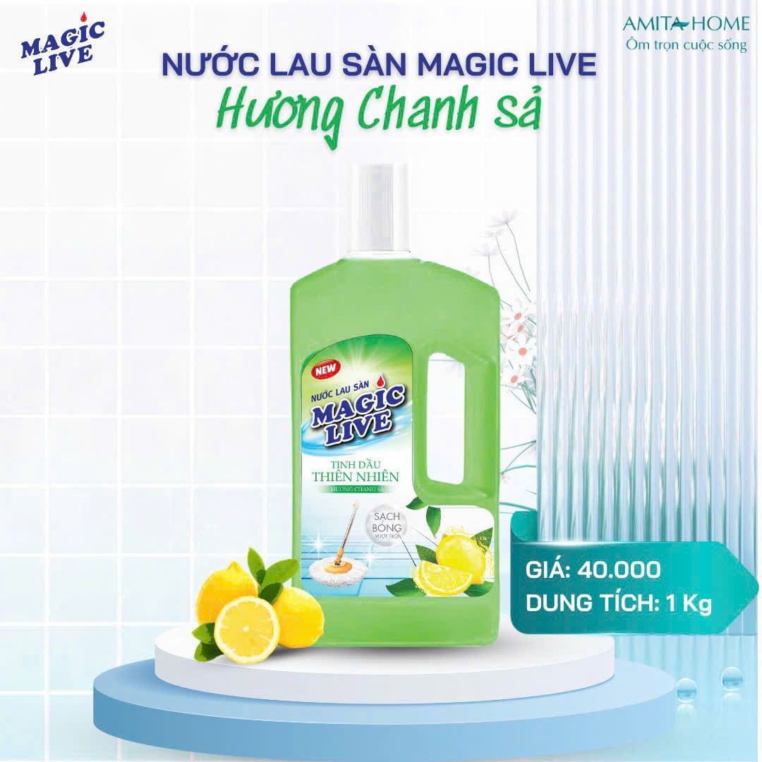  Nước lau sàn Hương Chanh Sả 1kg Magic live giúp sàn sáng bóng, khử mùi, sạch khuẩn 