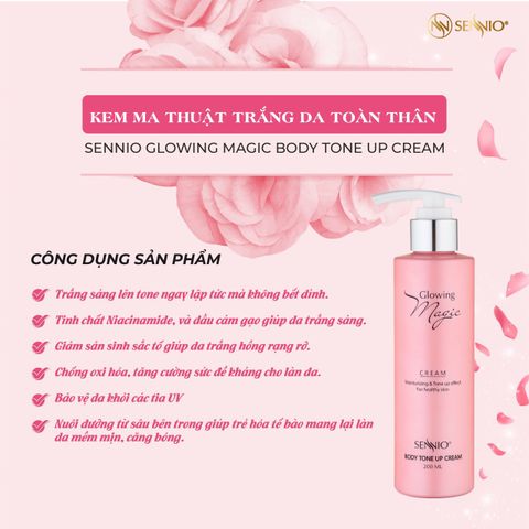  Kem body Sennio Glowing Magic Body Tone Up Cream dưỡng trắng da toàn thân 1000ml SNO 505 