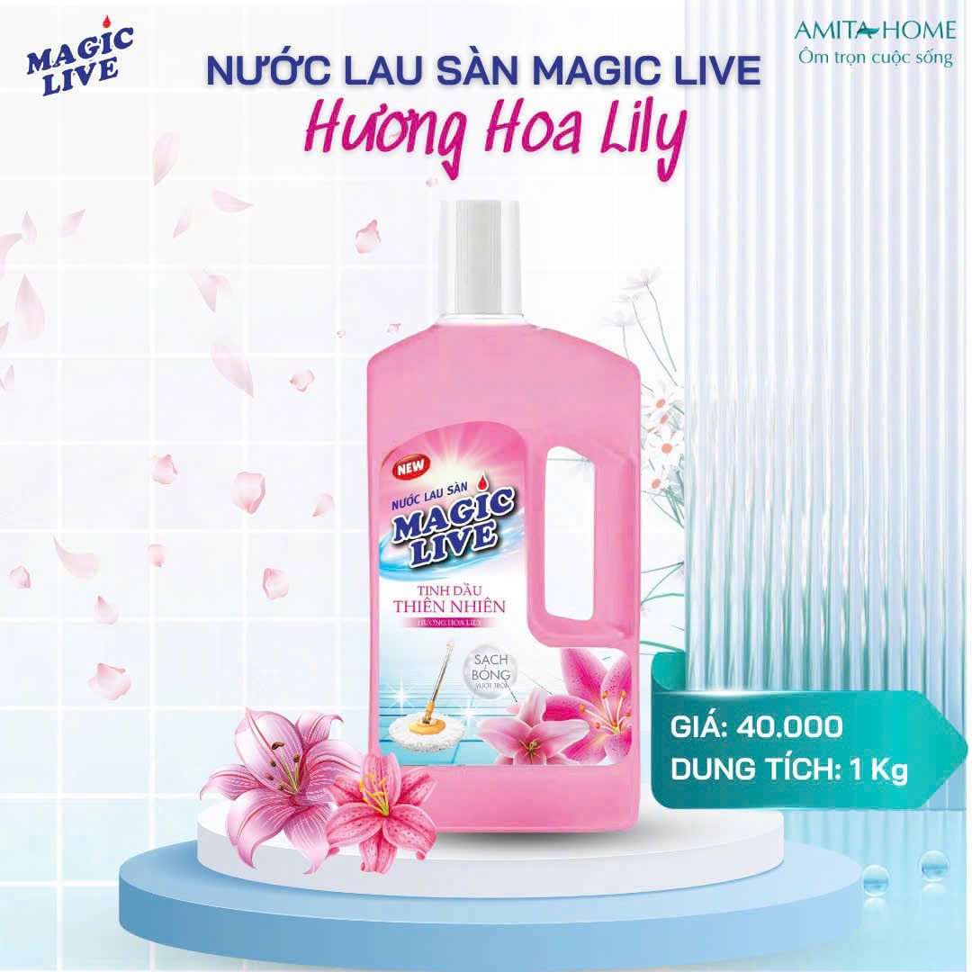  Nước lau sàn Hương Hoa Lily 3,8kg Magic Live giúp sàn sáng bóng, khử mùi, sạch khuẩn 