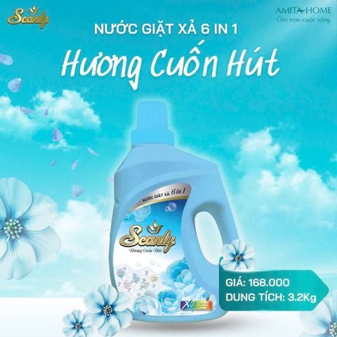  Nước Giặt xả hương Cuốn Hút 6 in 1 Scanly giúp giữ màu bền bỉ, làm mềm từng sợ vải 3.2-5kg 