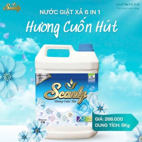  Nước Giặt xả hương Cuốn Hút 6 in 1 Scanly giúp giữ màu bền bỉ, làm mềm từng sợ vải 3.2-5kg 