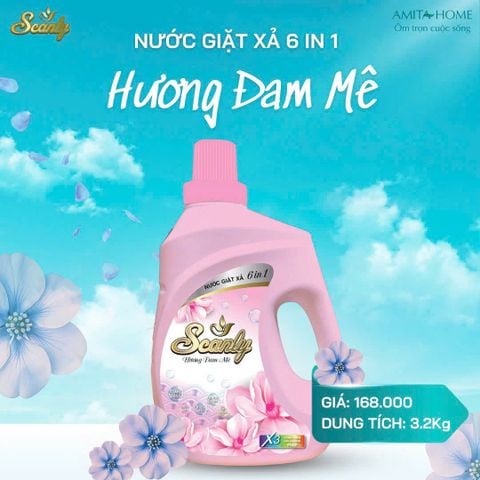  Nước Giặt xả hương Đam Mê 6 in 1 Scanly giúp giữ màu bền bỉ, làm mềm từng sợ vải 3.2-5kg 