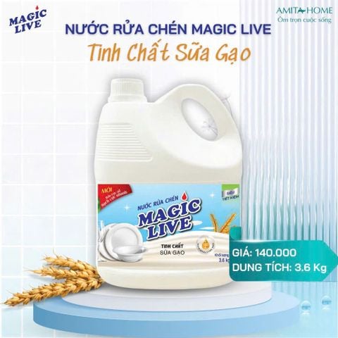 Nước rửa chén Hương Sữa Gạo giúp bát sáng bóng như mới, khử mùi, an toàn bảo vệ da 800g-3,6kg 