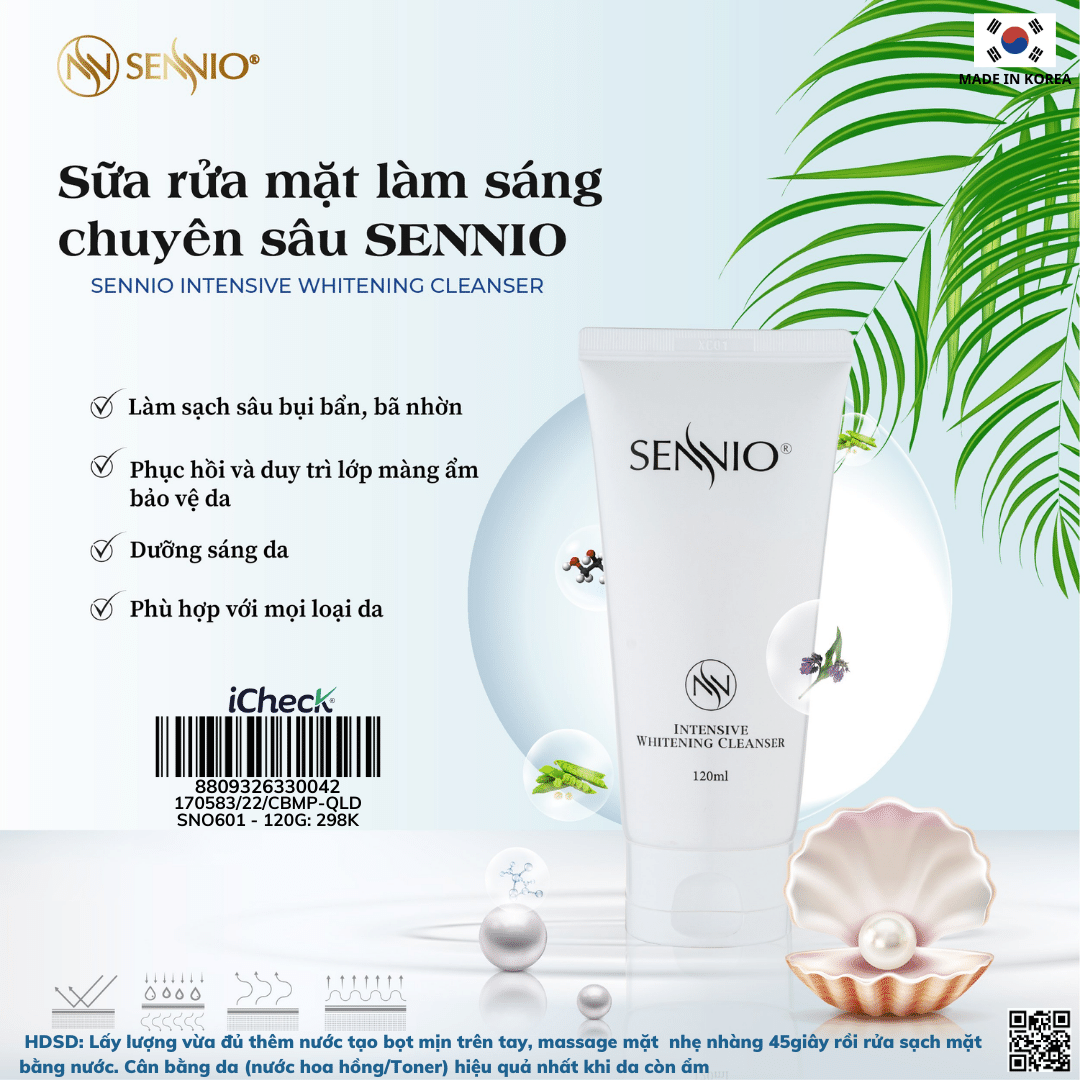  Bộ đôi sản phẩm chăm sóc da làm sạch sâu bảo vệ hàng rào da, cân bằng pH cho da ngăn ngừa mụn Sennio Dành cho da khô, nhạy cảm, da dầu SNO 648-24 